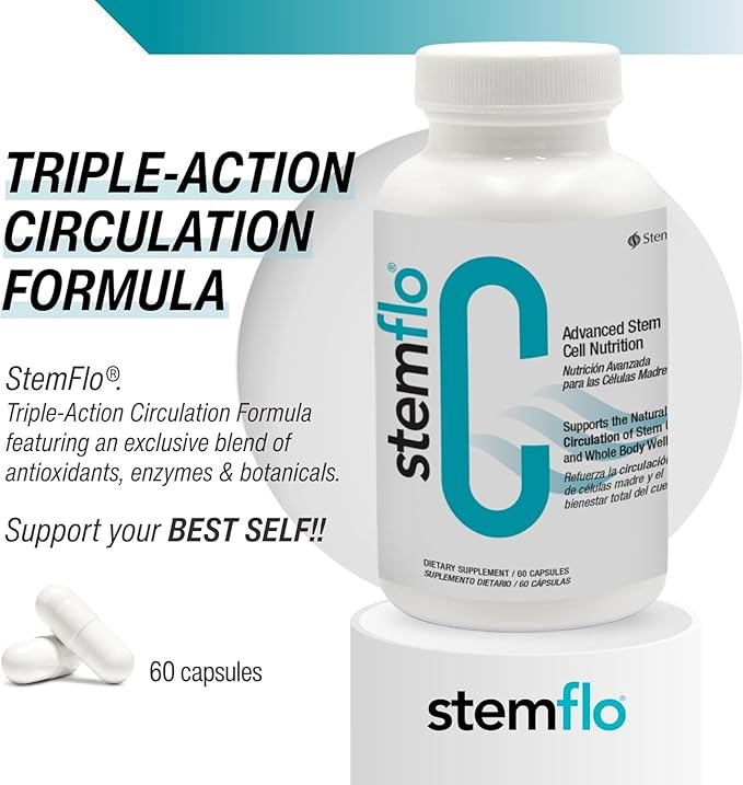 StemFlo® Advanced Formula Trans-Resveratrol Curcumin and Super Antioxidants for Health Longevity and Vitality 60 Capsules (3 Pack)