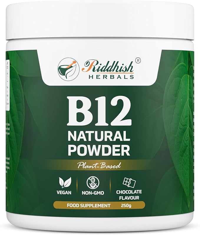 B12 Natural Powder | Plant-Based Vitamin B12 Food Supplement | Vegan &amp Non-GMO | Chocolate Flavour | 250 g