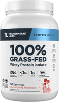 Transparent Labs Grass-Fed Whey Protein Isolate - Natural Flavor Gluten Free Whey Protein Powder w/ 28g of Protein per Serving &amp 9 Essential Amino Acids - 30 Servings Strawberry Milkshake