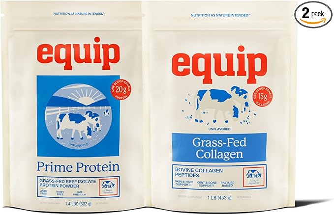Equip Foods Prime Protein Powder Unflavored &amp Collagen Powder Unflavored