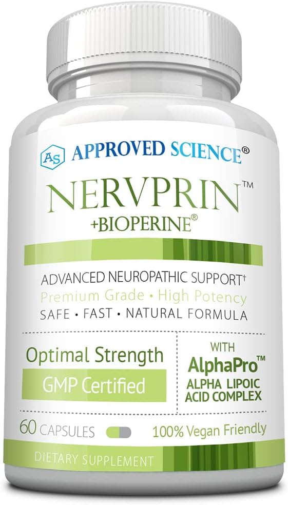 Approved Science Nervprin - Nerve Support - Benfotiamine B12 R-Alpha-Lipoic Acid Corydalis Boswellia BioPerine - 60 Capsules - Made in The USA