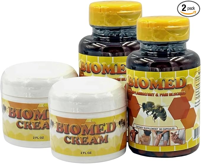 New Biomed Joint Support - Glucosamine Chondroitin - with Boswellia Turmeric &amp Hyaluronic Acid - Joint Health Supplement Mobility Flexibility 60 Capsules 1 Bottle &amp 2 oz bio med Cream (2)