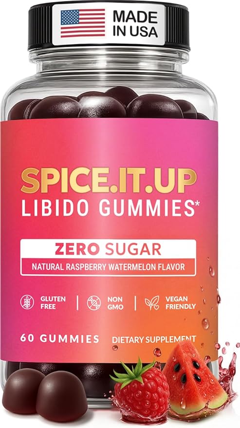 Libido Support for Women Intimacy Gummies - Fast Acting HornyGoatWeed for Women Extract - Gluten Free Vegan &amp Non-GMO - Raspberry Watermelon Flavor - Spicy Gummies for Couples - 60 Gummies