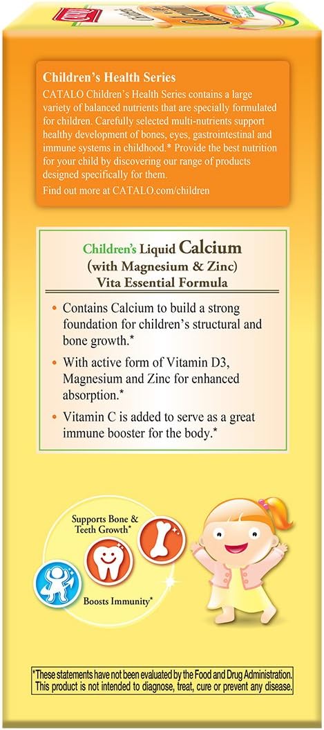 CATALO Children's Liquid Calcium with Magnesium &amp Zinc Peach and Mango 16 fl oz (474 ml)