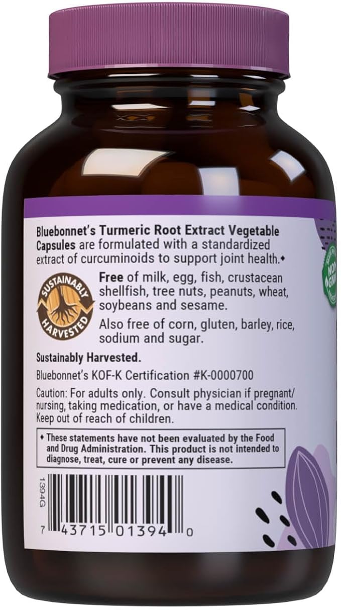 Bluebonnet Turmeric Root Extract Supplement 60 Count