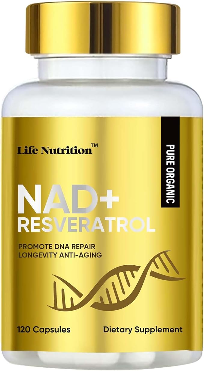 Life Nutrition NAD+ Supplement 2000 mg - 120 Capsules True NAD+ &amp Resveratrol NMN Alternative Supports Anti-Aging Cellular Energy &amp Repair Metabolism &amp Brain Boost for Men &amp Women