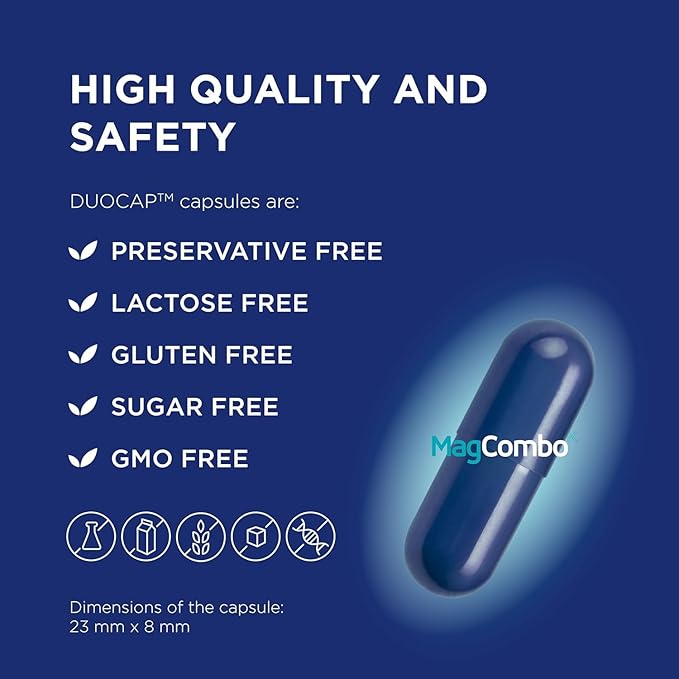 MagCombo - Concentrated Pure Magnesium Special Oil Formula for Maximum Absorption enriched with Vitamins В2 В6 В12 and С only 1 Capsule Daily. (Pack of 3)