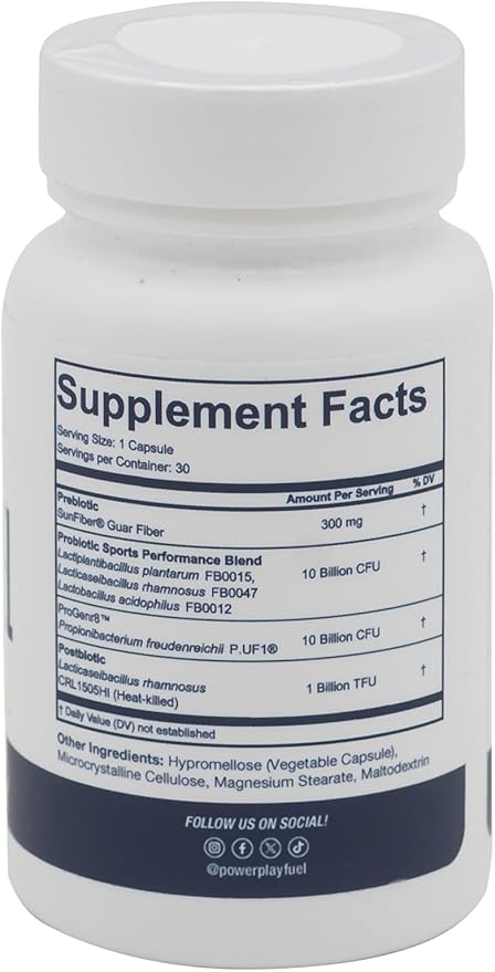 Gut Fuel All-in-One Dietary Supplement - Athlete-Derived Sport Certified &amp Doctor Formulated Advanced Pre Pro &amp Postbiotics - Supports Gut Immune &amp Energy Health - 30 Capsules