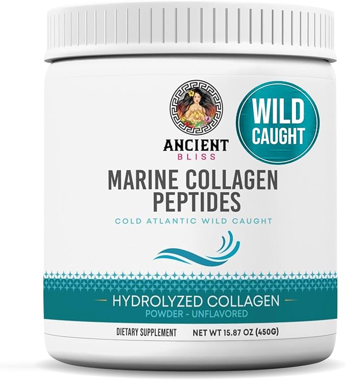 Ancient Bliss Wild-Caught Marine Fish Collagen Peptides Powder Flavorless Collagen Protein Supplement with Type 1 Non-GMO Gluten-Free Amino Acid Supplement for Skin Hair and Nails 15.87 Oz