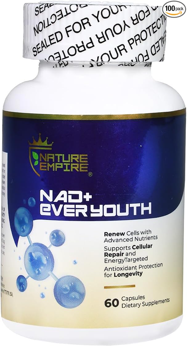 Nature Empire NAD+ Ever Youth – Cellular Renewal Supplement with L-ErgothioneineNicotinamide Riboside (NR) &amp NAD+ Antioxidant Support for Energy &amp Aging Health 60 Vegan Capsules