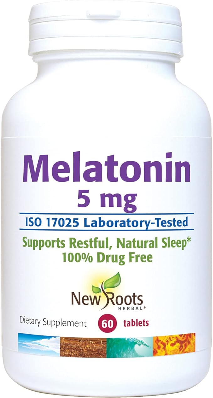 New Roots | Melatonin 5 mg Natural Sleep Supplment formulated by Naturopathic Doctors Non-Habit Forming (60 Tablets)