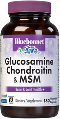 Bluebonnet Nutrition Glucosamine Chondroitin Plus MSM Glucosamine Chondroitin Sulfate Vitamin C &amp OptiMSM Bone &amp Joint Health Non GMO Gluten Free Soy Free Milk Free 180 Vegetable Caps