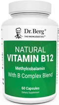 Dr. Berg Natural Vitamin B12 1000 mcg with B Complex Blend - Methylcobalamin B12 for Energy Nerve Health and Cognitive Function* - Methylated B12 with Folate - 60 Capsules (2-Month Supply)