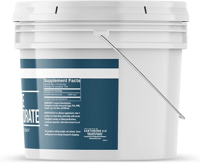 Earthborn Elements Creatine Monohydrate Powder 1 Gallon Bucket Micronized &amp Unflavored Dietary Supplement No Additives (84 Ounce)