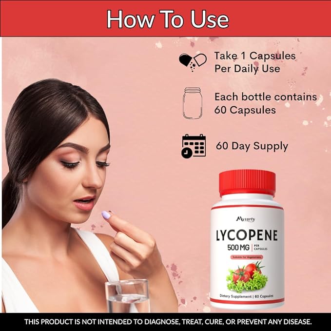 Lycopene Supplements for Men | lycopene Supplement | Lycopene 500mg | Capsules for Men &amp Women - 60 Capsules (Pack 2)