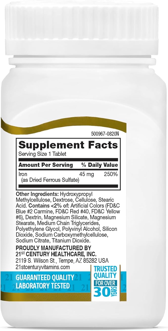 21st Century Slow Release Iron Tablets 60 ea Pack of 4 - Packaging May Vary