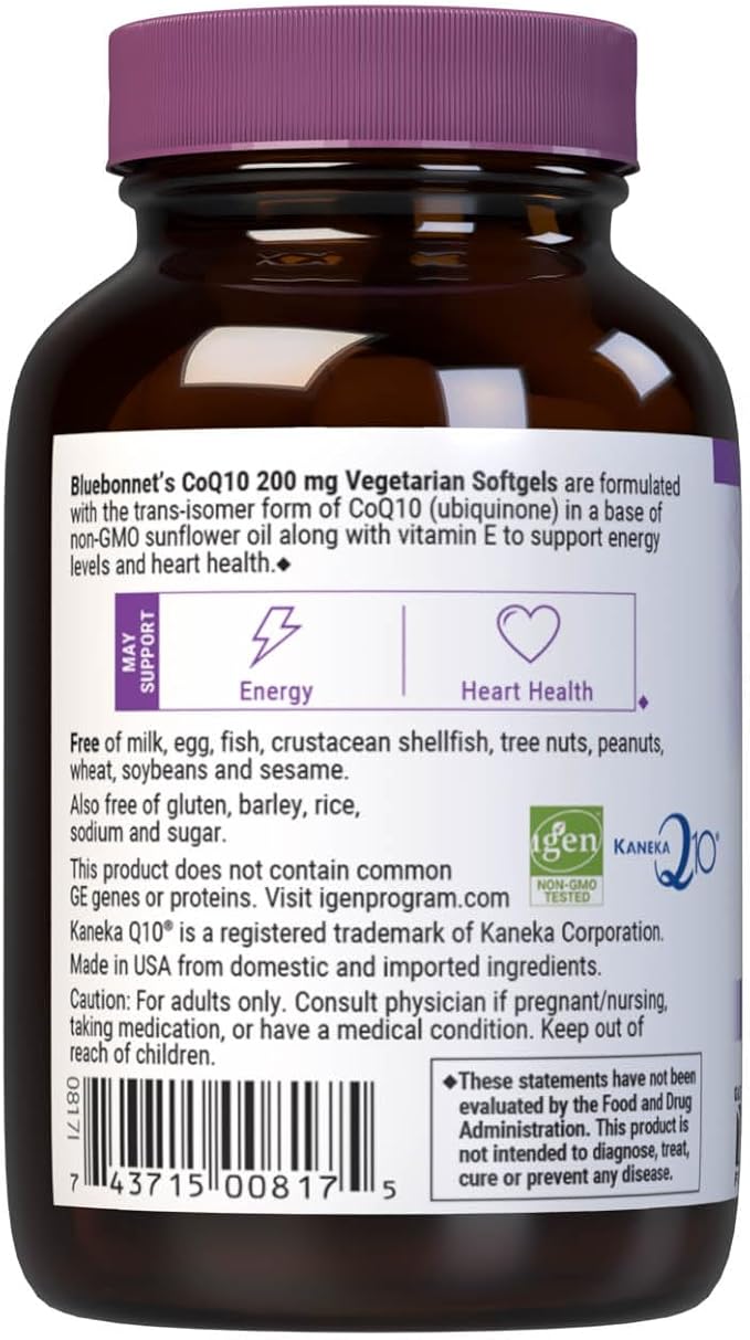 Bluebonnet CoQ-10 Vegetarian Softgels 200 mg 30 Count