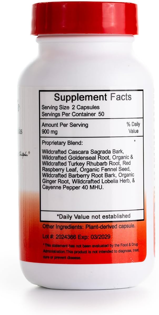 Christopher's Original Formulas Lower Bowel Cleanse Formula Capsules - Herbal Laxative Colon Cleanse and Gut Cleanse 100 ct. - Pack of 2