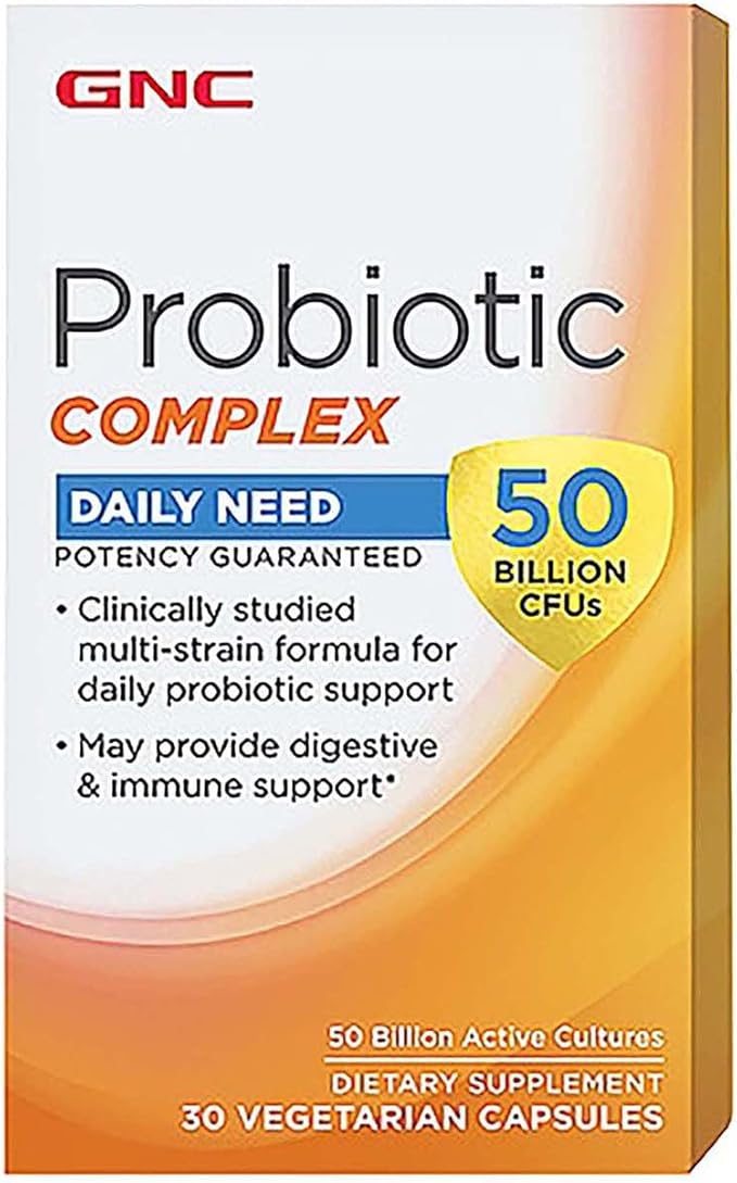 GNC Probiotic Complex Daily Need with 50 Billion CFUs | Clinically Studied Multi-Strain Supports Digestive and Immune Health Vegetarian | 30 Capsules