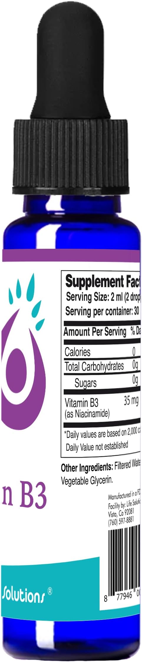 Life Solutions Vitamin B3 Niacinamide 2oz Dropper