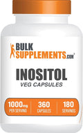 BulkSupplements.com Inositol Capsules - Inositol Supplement Vitamin B8 for Overall Wellness - Gluten Free 2 Capsules per Serving (1000mg) 360 Count (Pack of 1)