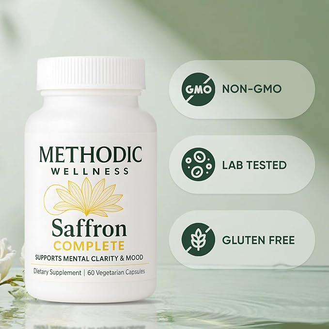 Saffron Complete Supplements 88.5mg Saffron Extract for Mood Energy Stress Relief &amp Sleep Non-GMO &amp Gluten-Free – 60 Vegetable Capsule