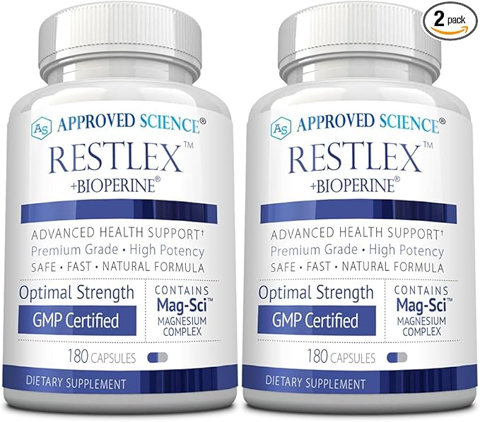 Approved Science Restlex - 420 mg Magnesium Glycinate Blend L-theanine 200 mg - 360 Capsules - 2 Bottles