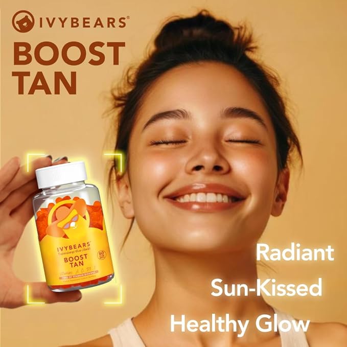 IvyBears® Mom Glow &amp Family Wellness Bundle – Hair Vitamin Tanning &amp Kids Multivitamin Gummies – Hair Growth Radiant Tan &amp Immune Support – Vegan – Made in Germany – 3-Pack