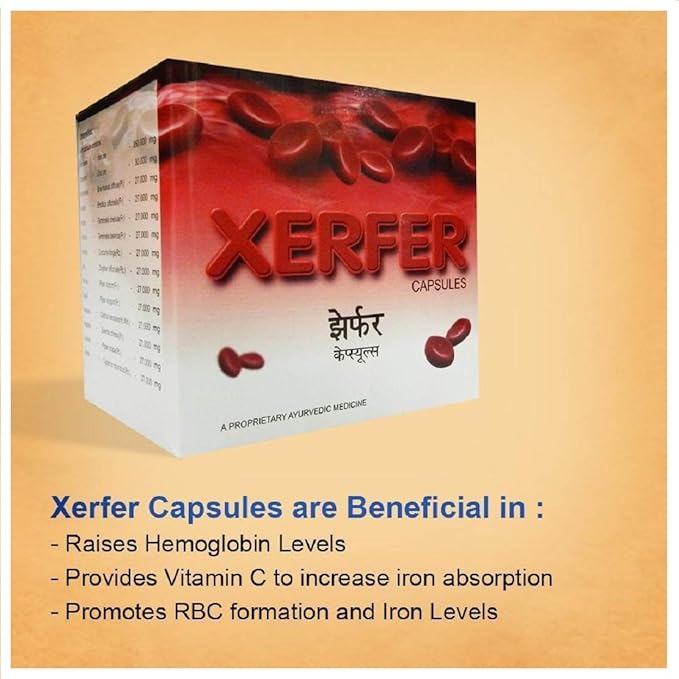AVN Xerfer Capsules - Helps In Anemia By Promoting Natural Rbc formation Helps Improve Haemoglobin Levels Enhances Iron Absorption (100 Capsules)
