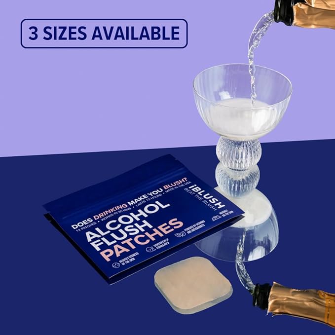 Alcohol Flush Patches – Discreet Easy-to-Wear Support for Redness &amp Drinking Discomfort | Non-Ingestible Option for Asian Glow &amp Alcohol Sensitivity | 12 Patches