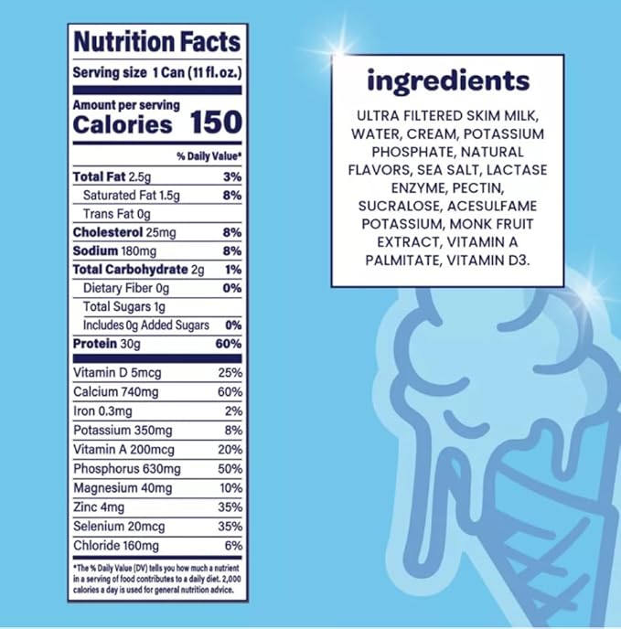 Protein Milk Shake Vanilla Flavor 30g Protein 1g Sugar 150 Calories 10 Vitamins &amp Minerals 11 fl oz Ready-to-Drink Shakes 15 Pack (Vanilla)