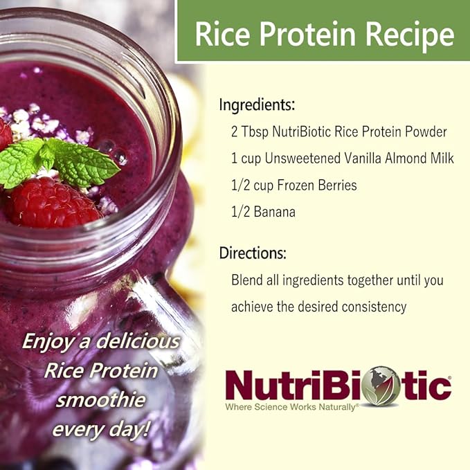 NutriBiotic Chocolate Rice Protein 1 lb. 6.9 oz | Low Carb Vegetarian &amp Keto-Friendly Raw Protein Powder | Grown &amp Processed Without Chemicals GMOs or Gluten | Easy to Digest &amp Nutrient