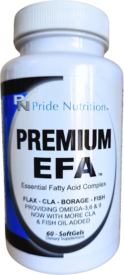 Pride Nutrition Premium EFA Omega 3-6-9 Supplement for Men and Women 5 in 1 - EPA DHA GLA ALA &amp CLA Essential Fatty Acids with Fish Oil - Softgel Pills