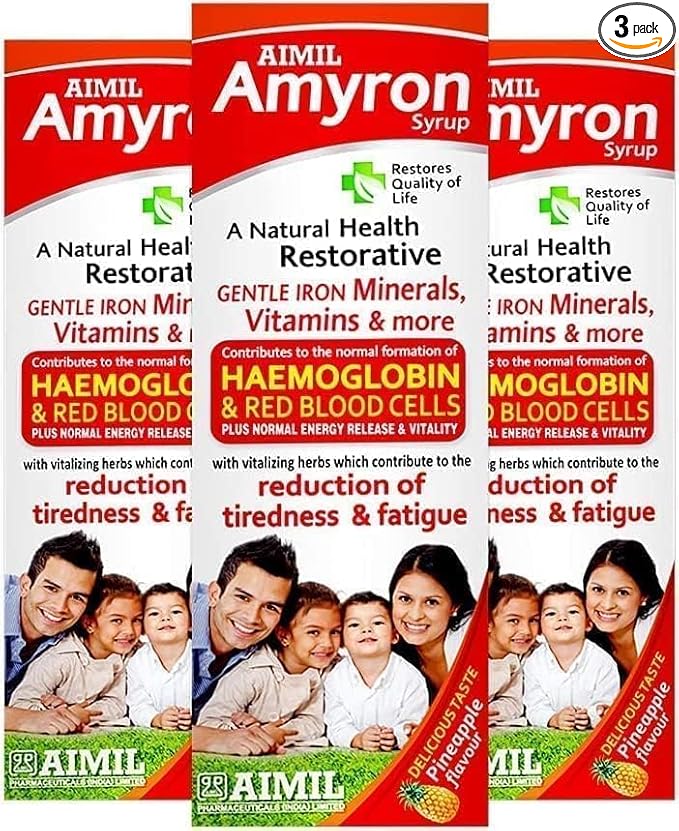 Generic PUB Amyron Multivitamins Syrup for Men &amp Women with 34 Ingredients| Reduce Tiredness &amp Fatigue | Improves Haemoglobin Level - 200 ML (Pack of 3)