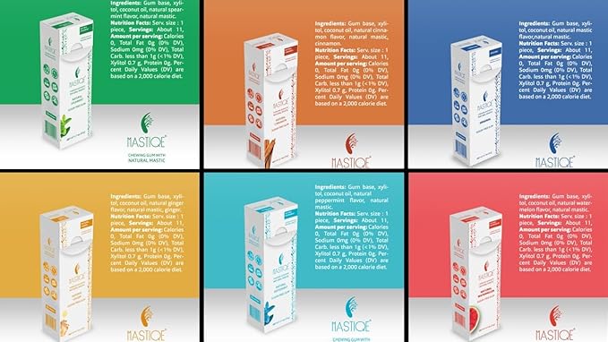 Mastiqe Sugar Free Hard Chewing Gum with Natural Mastic (Variety Pack)