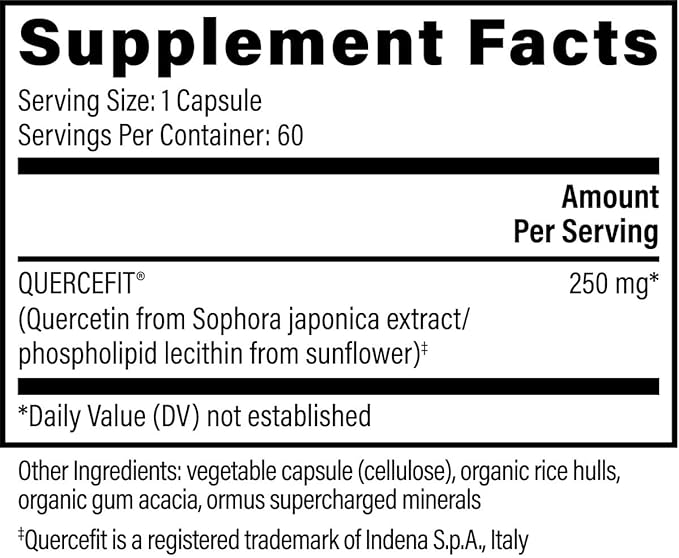 Global Healing Center Quercetin (2-Pack) 500mg Total 250mg Each Support Immune System Function &amp Body's Natural Response to Occasional Allergies - QuerceFIT Without Bromelain &amp Zinc - 60 Cap