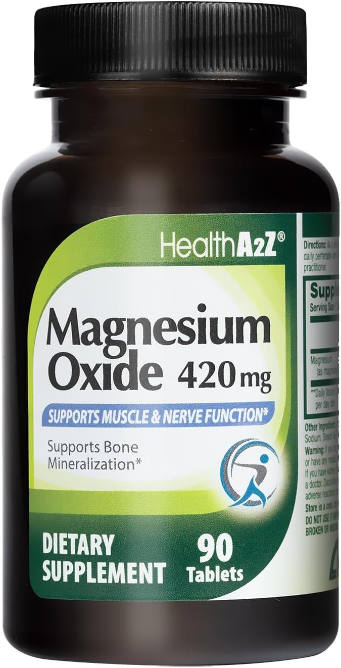 HealthA2Z® Wellness Magnesium Oxide 420mg | Bone &amp Muscle Support | Dietary Supplement | Value Pack – 24 Packs of 90 Tablets Each (2160 Tablets Total)