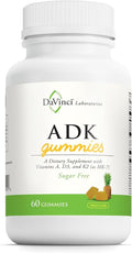 DAVINCI Labs ADK Gummies - Helps Support Bone Health &amp Immune Response* - Multivitamin Gummy with Vitamins A D3 &amp MK-7 - Vegetarian Gluten Free Soy Free - Pineapple Flavor - 60 Gummies