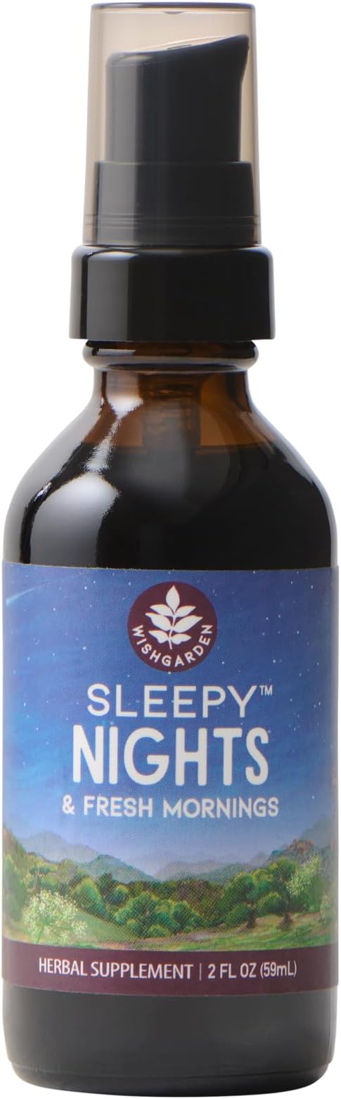 WishGarden Herbs Sleepy Nights &amp Fresh Mornings - All-Natural Herbal Sleep Aid Tincture Organic Sleep Supplement with Passionflower Hops and Scullcap Supports Deep Sleep &amp Healthy Sleep Cyc