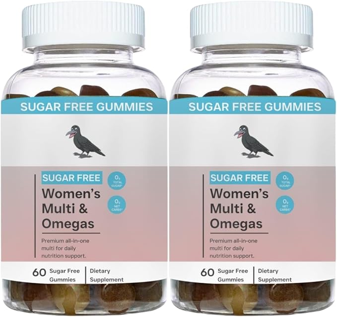 Womens Multivitamin Gummies All in One Sugar Free Multi and Omegas Gummies - 120 Gummies 2 Pack
