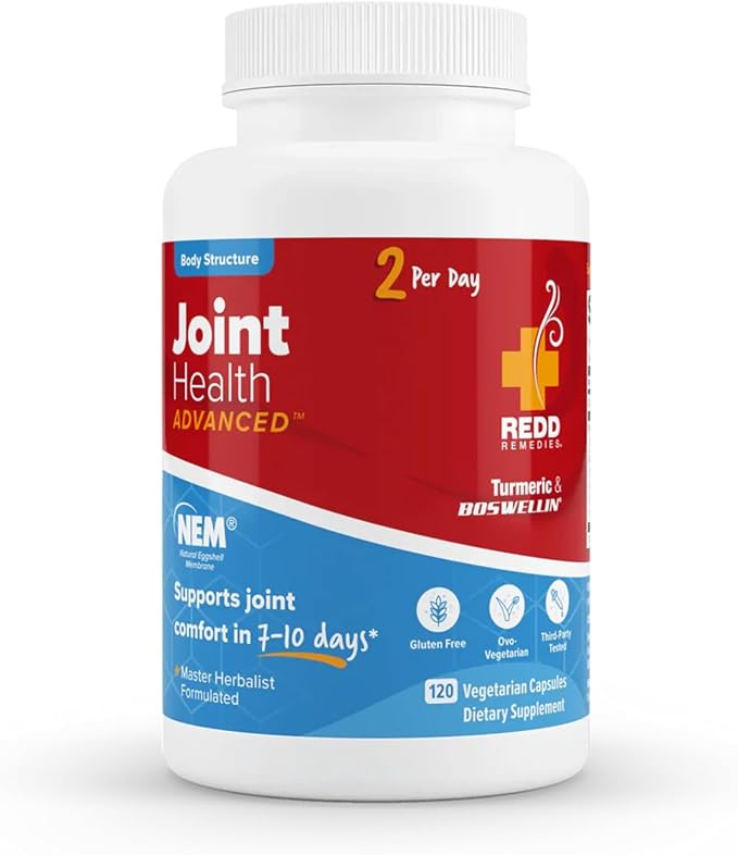 Redd Remedies Joint Health Advanced Helps Strengthen Connective Tissue and Cartilage Fast-Acting Comfort with Boswellia Serrata and Turmeric 120 Vegetarian Capsules