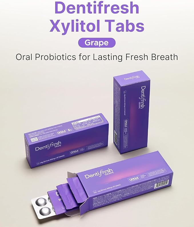 K-Nutra Dentifresh Grape Xylitol Tablets 30 Count + Yummy Tummy Kids Probiotics 30 Sticks Bundle with 4 Billion CFU Oral Care and 30 Billion CFU Digestive Support