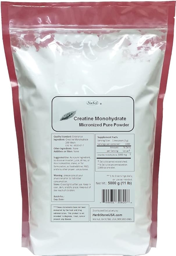 100% Pure Creatine Monohydrate Micronized Powder (5000 Grams (11 lb))