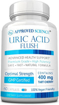 Approved Science Uric Acid Flush Supplement - Tart Cherry Turmeric Milk Thistle - Joint Support &amp Active Mobility - Made in USA - Vegan - 60 Capsules - 1 Month Supply