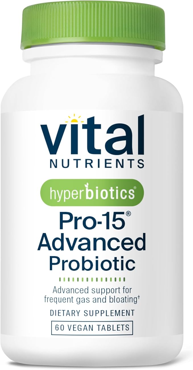 Hyperbiotics Vital Nutrients Pro-15 Advanced Probiotics for Women and Men | 15 Strains + Kiwifruit | Clinically Studied Daily Probiotics for Digestive Health Gas &amp Bloating | 60 Vegan Tablets