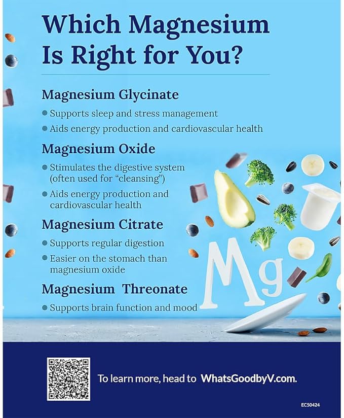 Vthrive Magnesium Relax Powder Supports Stress Relief Muscle Relaxation &amp Enhanced Sleep Quality for Daily Calmness &amp Wellness - Raspberry Lemon Flavor (16.9 Oz. / 100 Servings)