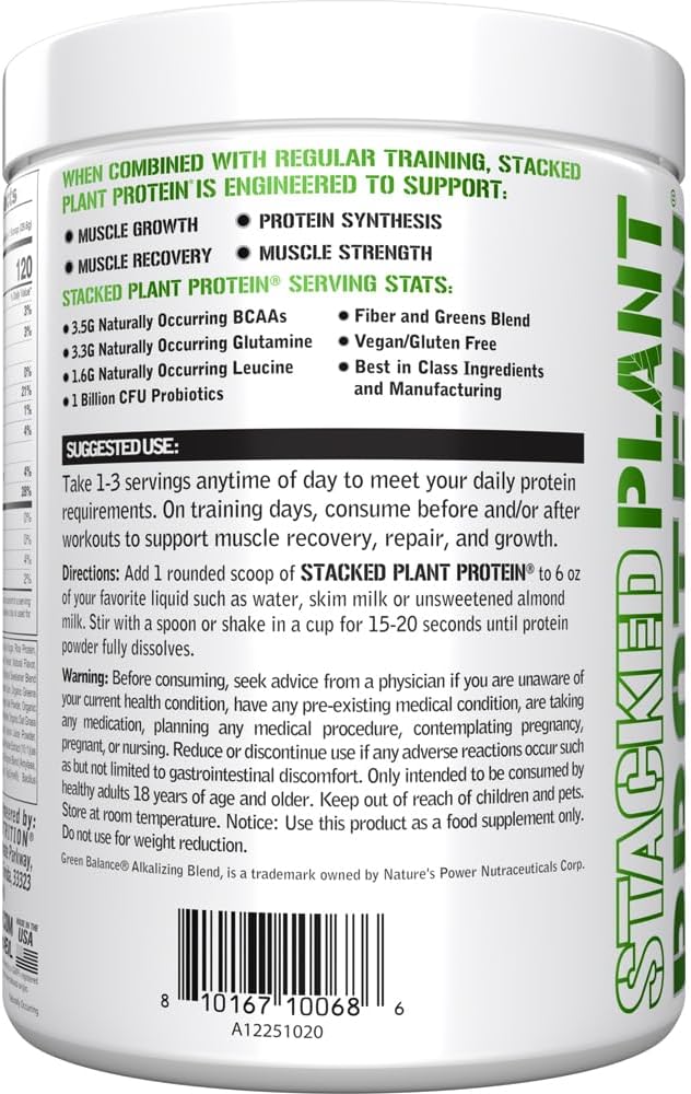 Evlution Nutrition Stacked Plant Protein Powder Vegan Non-GMO Gluten-Free Probiotics BCAAs Fiber Plant-Based Protein Complex 300G (Natural Chocolate) (Pack of 2)