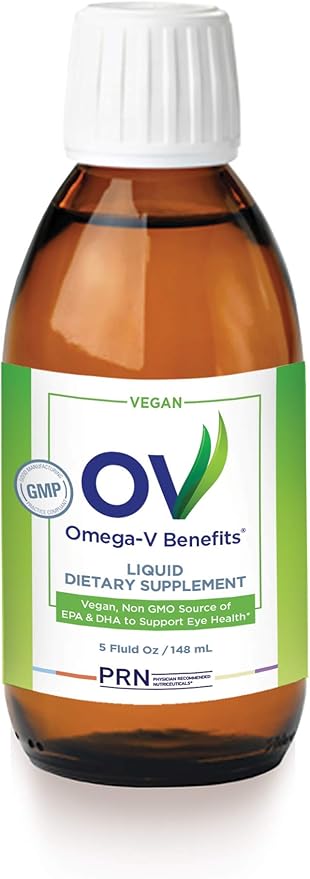 Omega-V Benefits Liquid Omega 3 Supplement - 5 oz 30-Day Supply - Vegan Supplement with 1000mg EPA &amp DHA for Eye Health