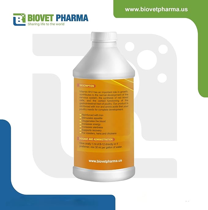 NUTRILINE B-12 for Poultry - Multivitamin Booster for Rooster Hens Chicken Vitamin Recovery Liquid 16 onzas