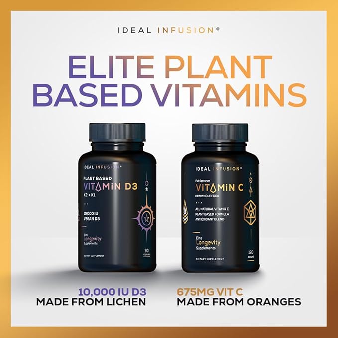 Ideal Infusion Vegan Vitamin D3 5000 iu with K2 (MK-7) Liquid Spray: Organic Plum with Cinnamon - Bone Health Immune Support Bone Structure (75 Servings)